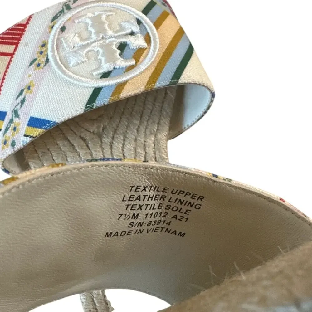 Tory Burch Benton Espadrille Slides Multicolor Canvas 7.5‎ Boho